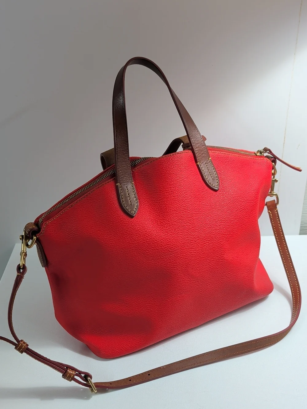 Dooney & Bourke Red Pebbled Leather Domed Satchel
